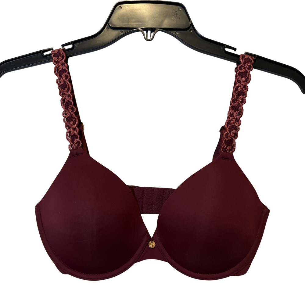 Natori‎ 732080 Pure Luxe Custom Coverage Contour Underwire Bra 32D Royal Fig